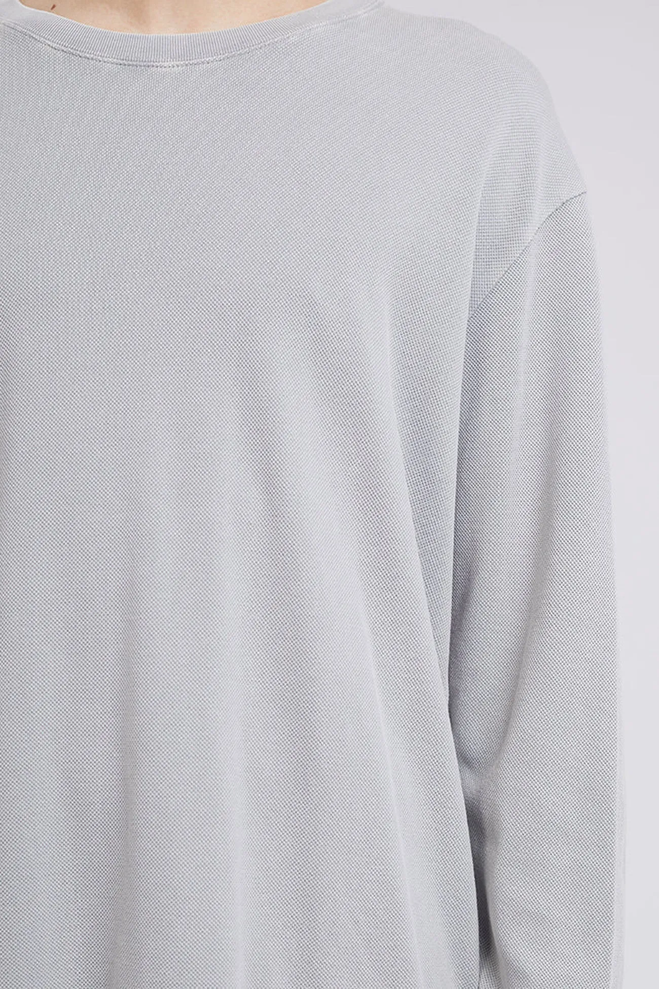 Stretchable Blend Pique Long Sleeve Tee Grey