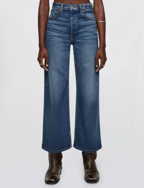 Stylish Sunny Vibes Classic Office Wear High Rise Cropped Wide Leg, Crafted Indigo