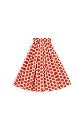 Quality Material SAMPLE - Smocked Waist MIDI Skirt - Big Dot