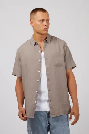 Linen Short Sleeve Shirt Mushroom AntiMicrobialLining