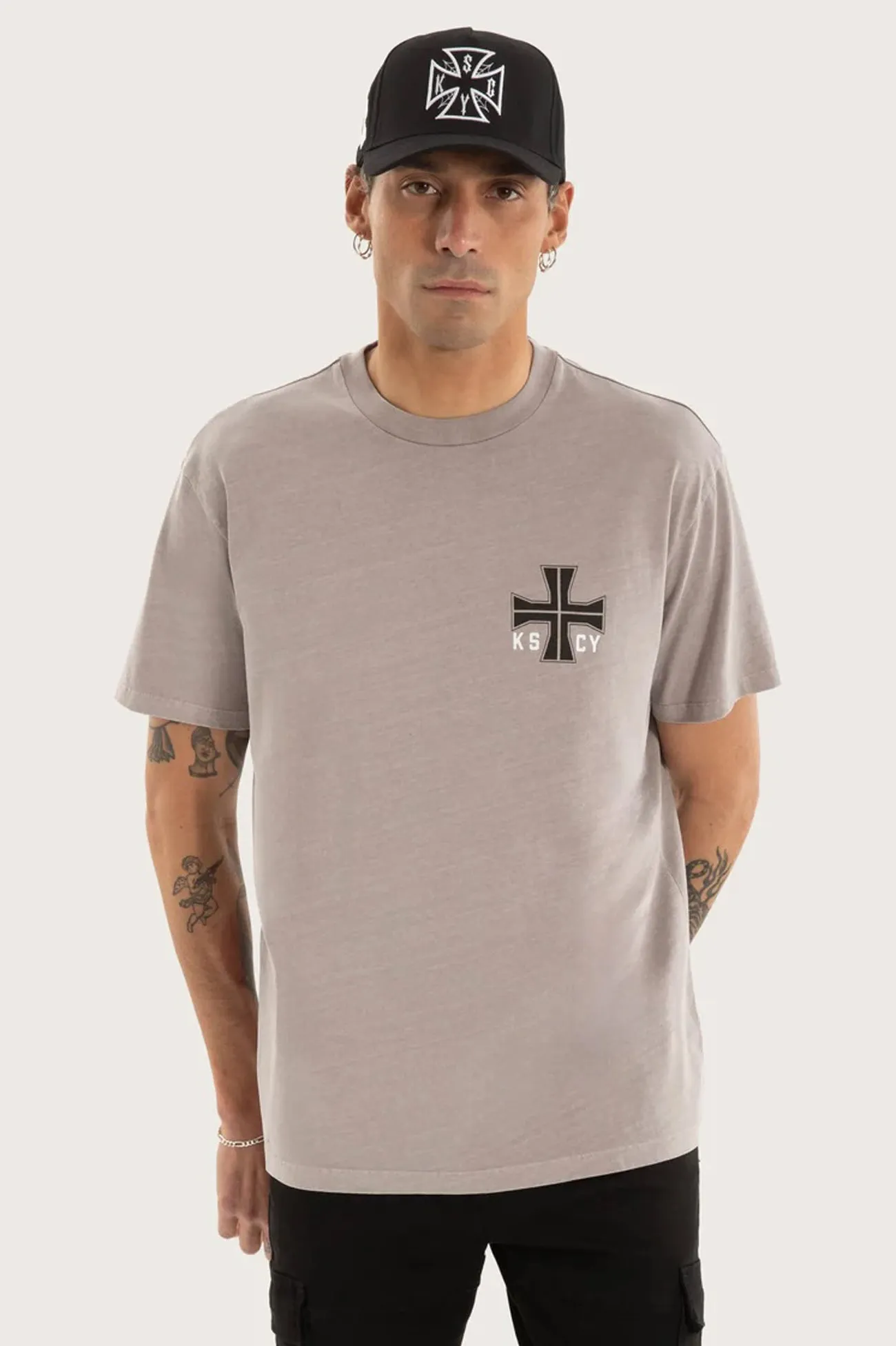 Temperature Control Fabric HiddenStoragePocket Hollow Relaxed Tee Pigment Gull