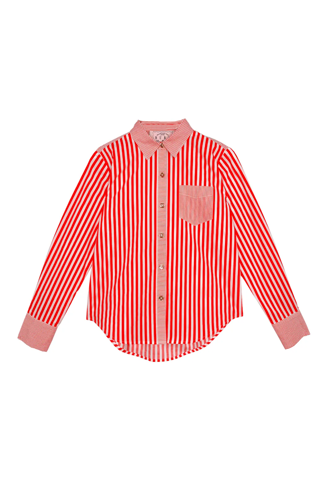 Stylish Hoodie Breathable3DKnit Mel Mixed Button Down Shirt - Tangerine Stripe