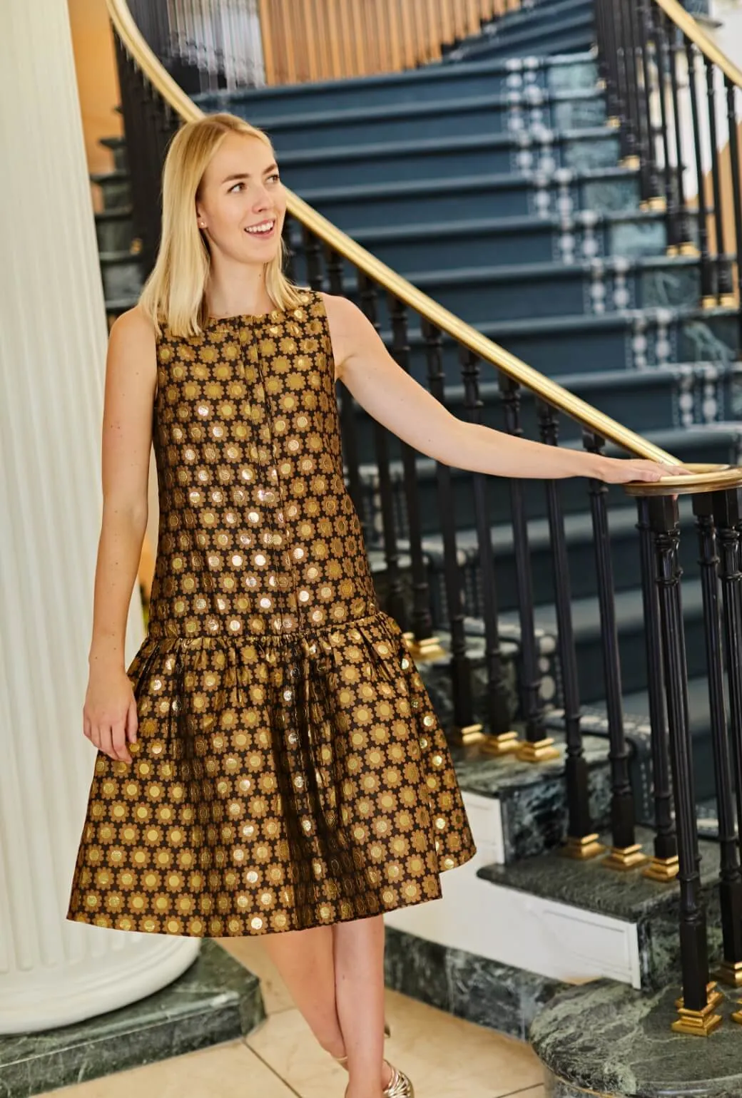 The Sophia Dress - Chocolate Daisy Brocade Autumn Ready