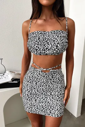 Refined Texture Hovey Skirt - Black / White Cheetah