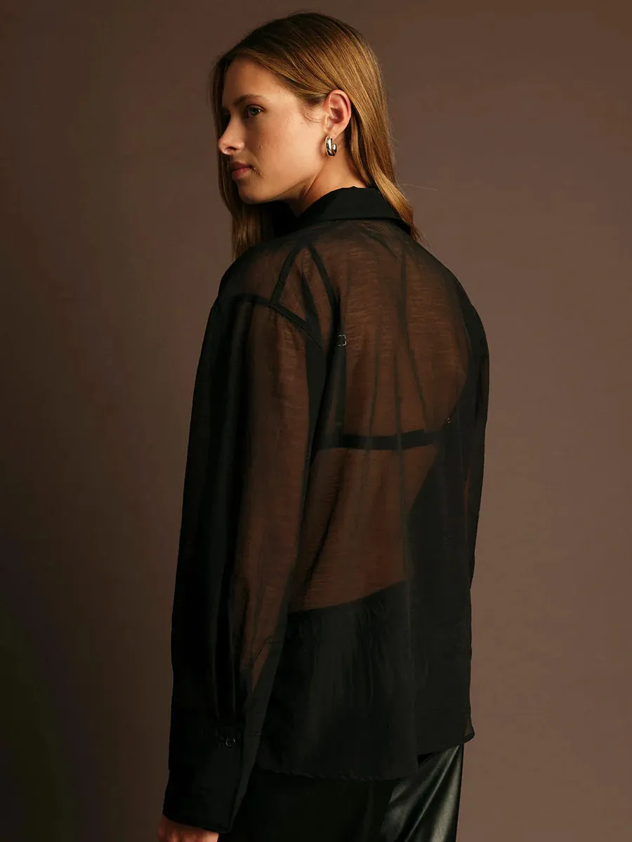 Classic Polo HUGH SHEER SHIRT - BLACK