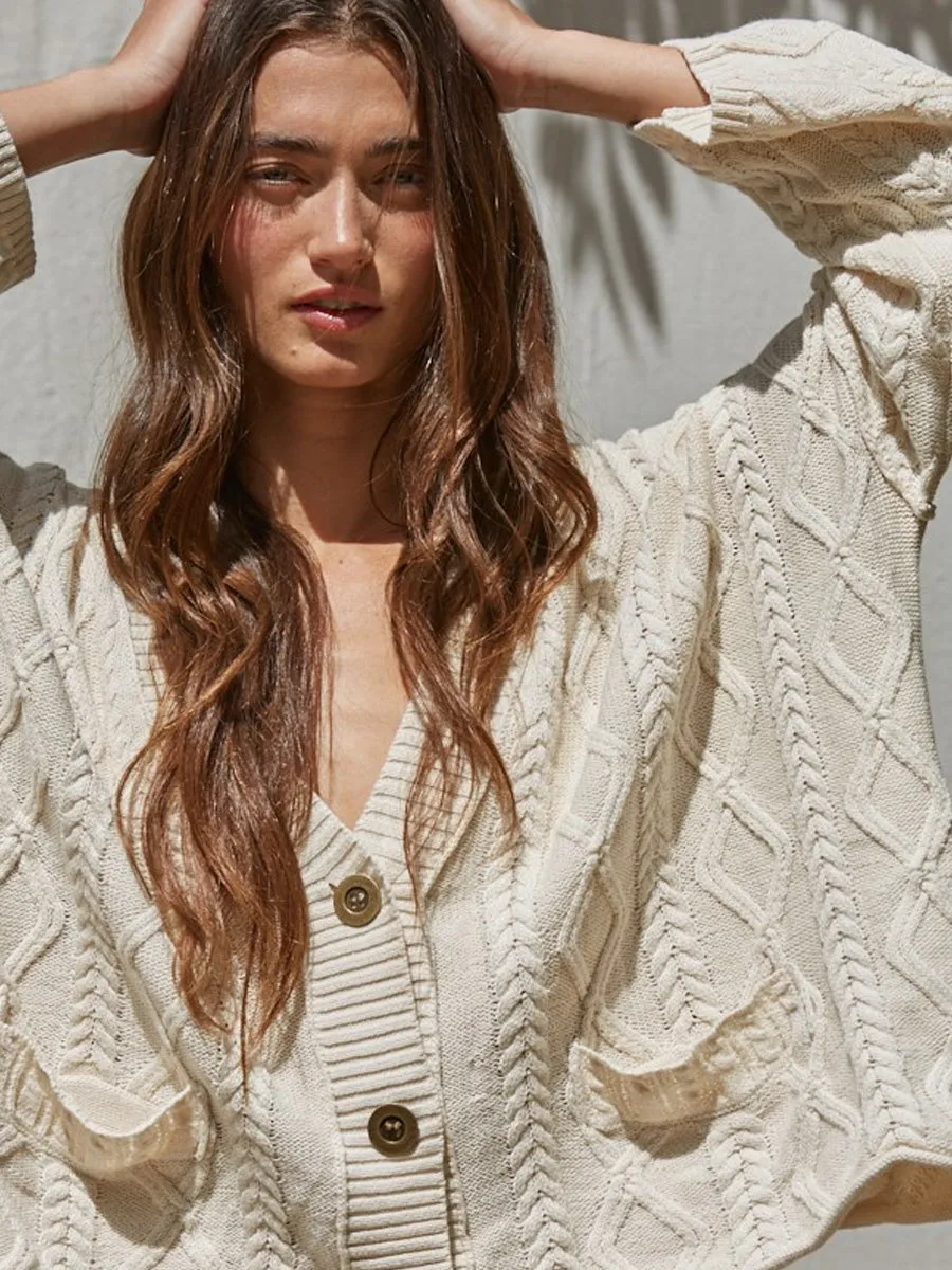 V-NECK OVERSIZED KNIT SWEATER - NATURAL NonIrritatingSeams