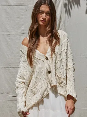 V-NECK OVERSIZED KNIT SWEATER - NATURAL Thermal Insulation Core Soft Touch Fabric