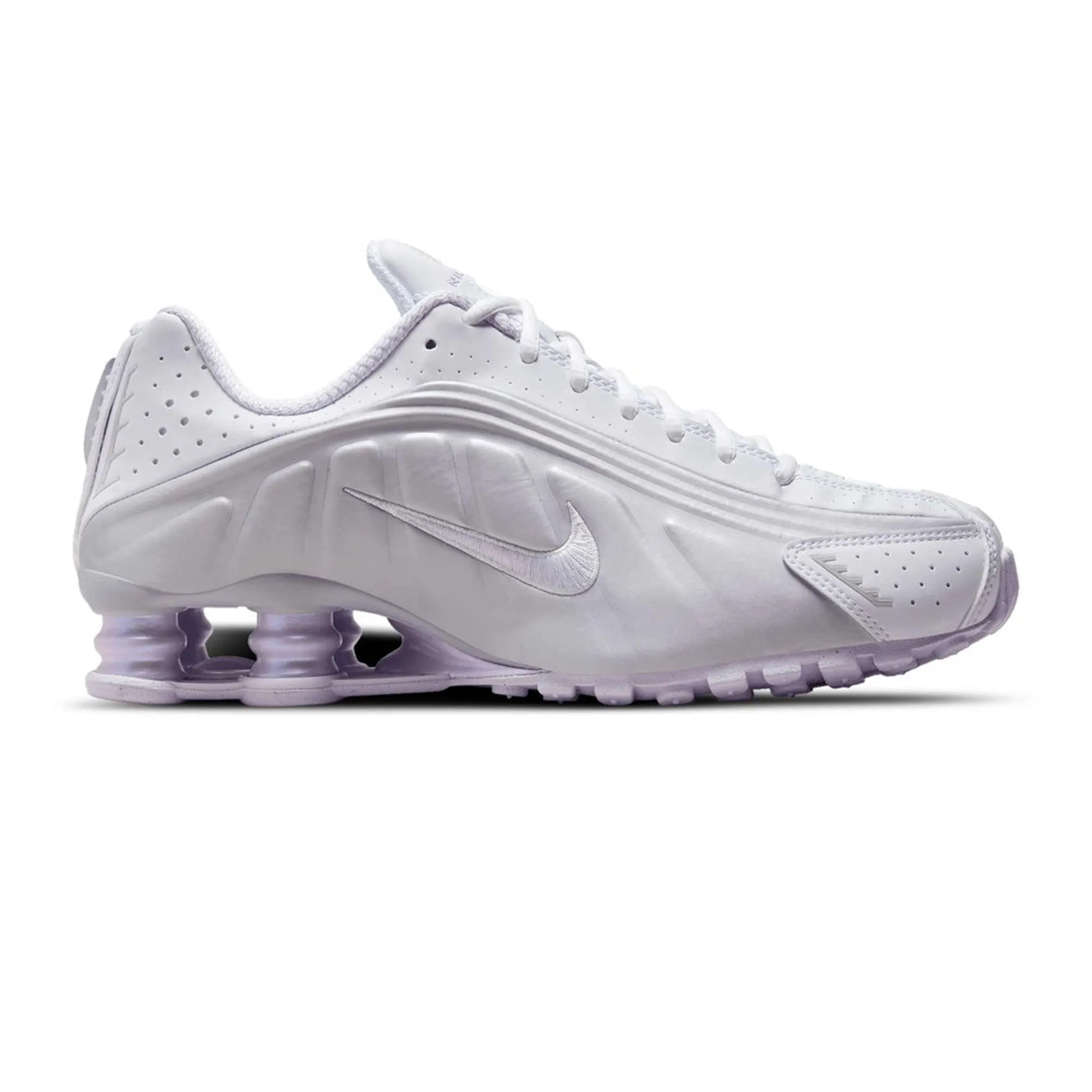 Comfortable Footbed Nike Shox R4 'White Metallic Platinum Barely Grape' Women's (2024)