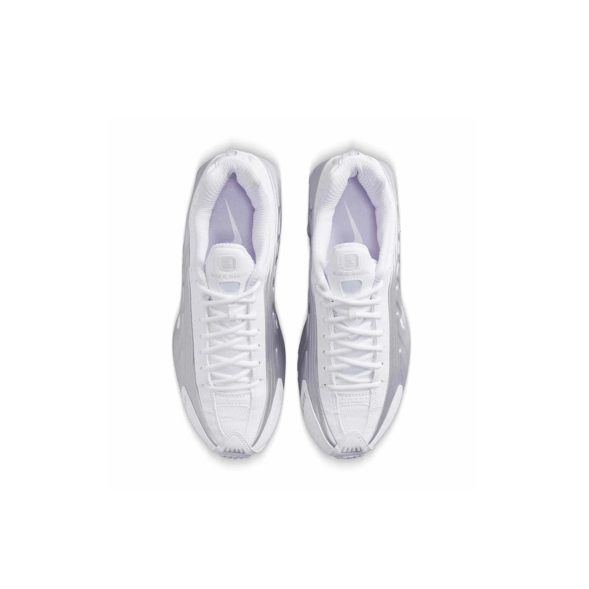 Nike Shox R4 'White Metallic Platinum Barely Grape' Women's (2024) Aerodynamic Shaping Hyperlock Heel Counter