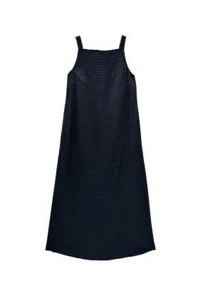 Buru x Megan Stokes The Megan MIDI Dress - Black Pintuck Knit Autumn-Season Cool Comfort