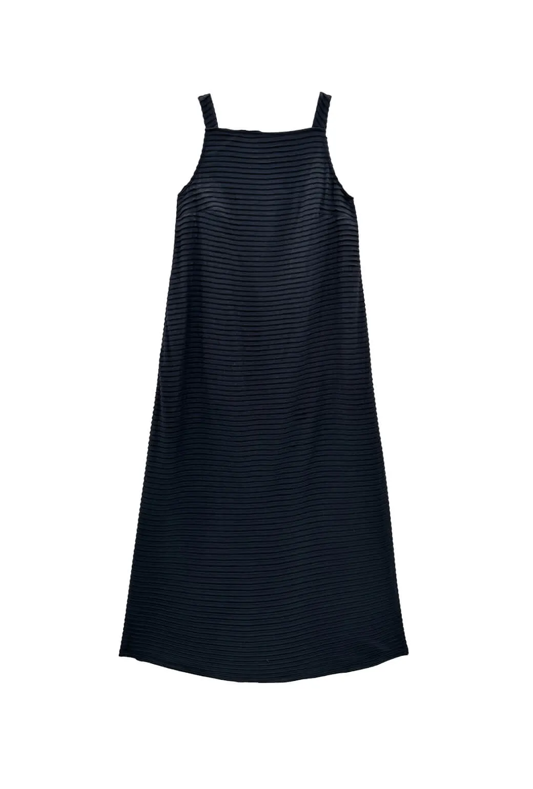 Buru x Megan Stokes The Megan MIDI Dress - Black Pintuck Knit Autumn-Season Cool Comfort