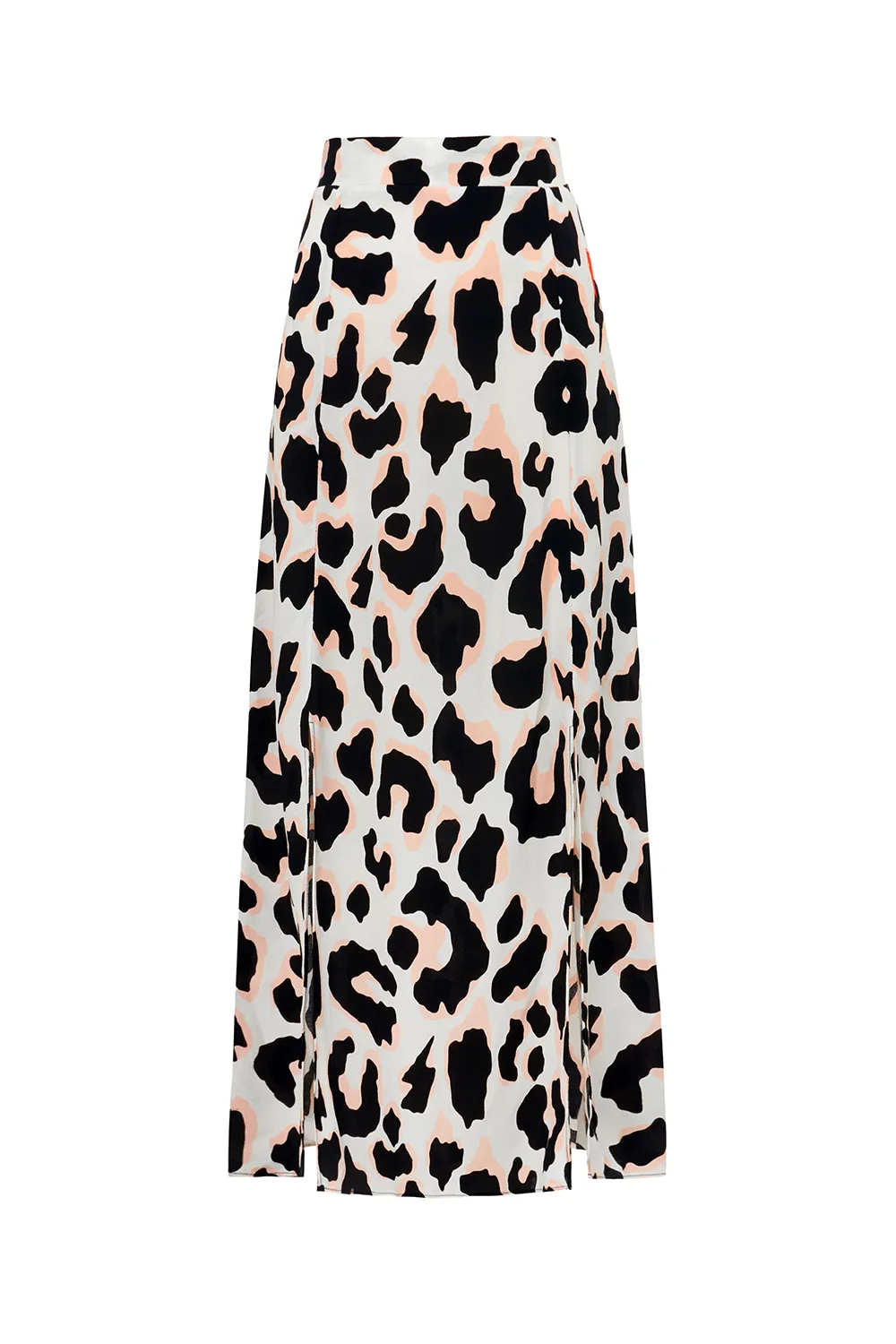Street Attire Ivory with Neutral and Black Mega Shadow Leopard Split Front Skirt