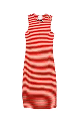 polka-dot Summer Air Jackie Dress Maxi - Taupe & Red Stripe Knit