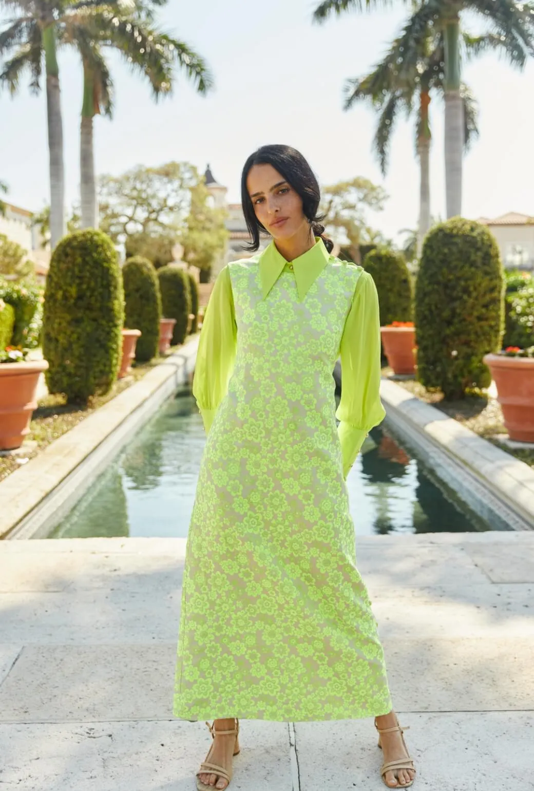 Bright Petal Smart Vibe Jackie Dress Tea Length - Lemon Brightline