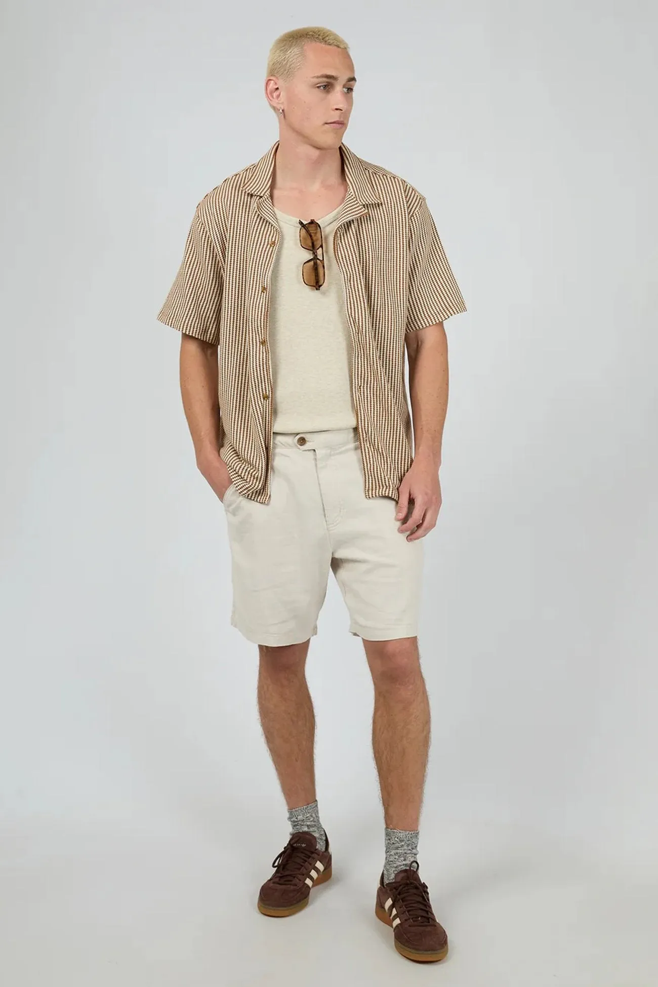 Jackson Short Sleeve Shirt Brown Low Profile Zipper Midweight Texture