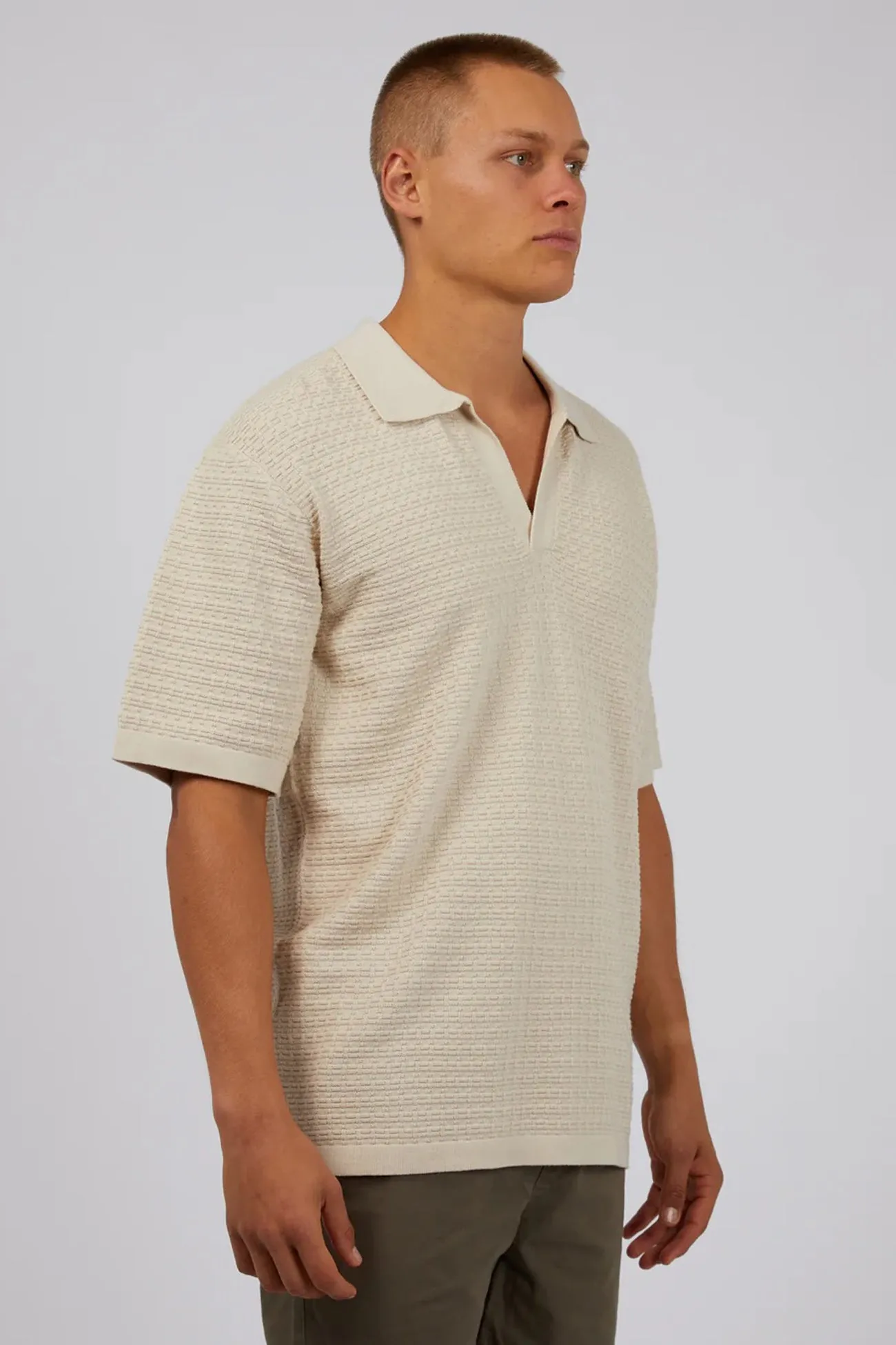 DurableDoubleLayeredHem Loose Sweater Jacob Polo Beige