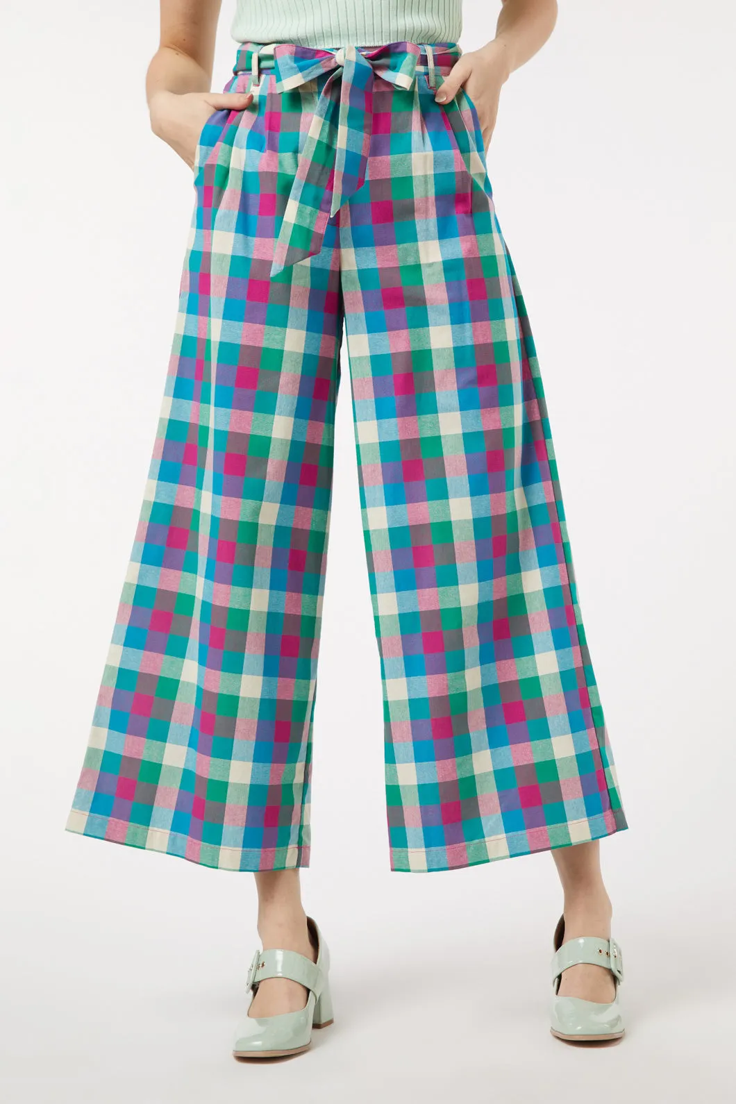 Karla Check Pant Stretch Panels Feminine Fit