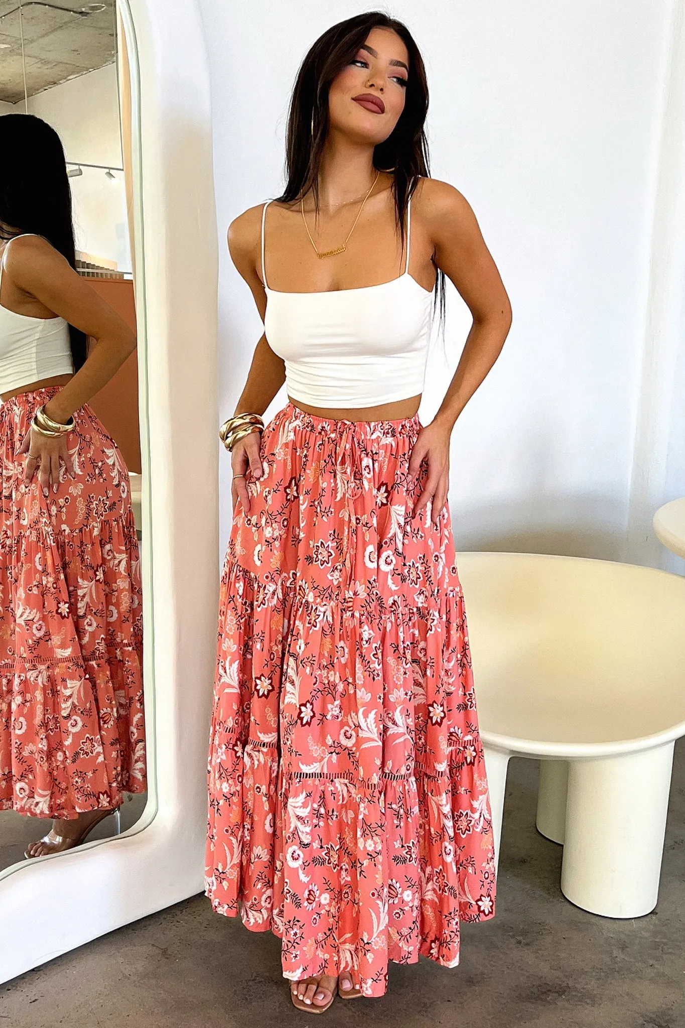 birthday party Kei Maxi Skirt - Pink Floral