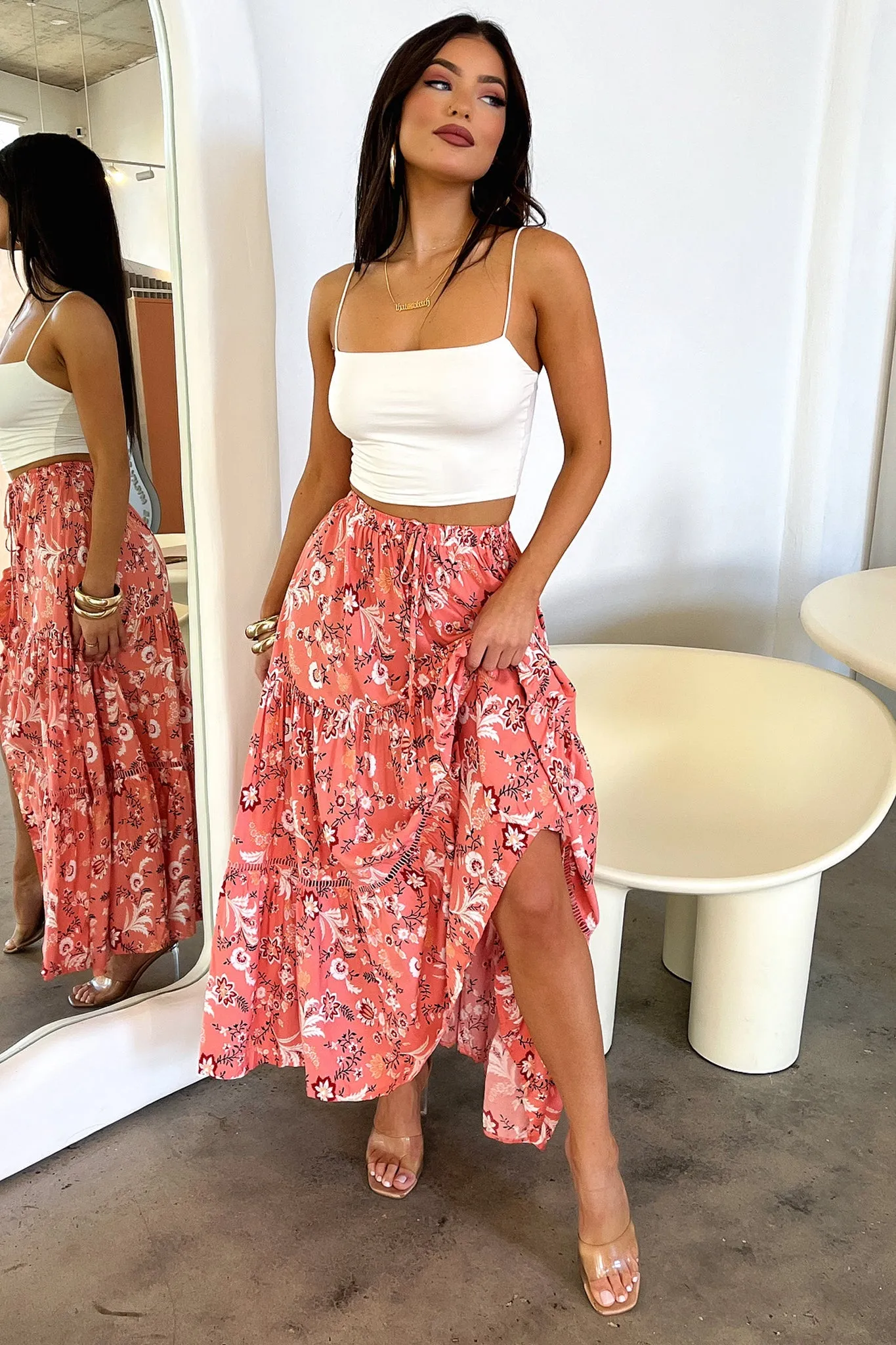 Kei Maxi Skirt - Pink Floral All Day Comfort