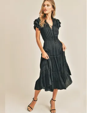 Kianna Short Sleeve Dress, Black Relax Form
