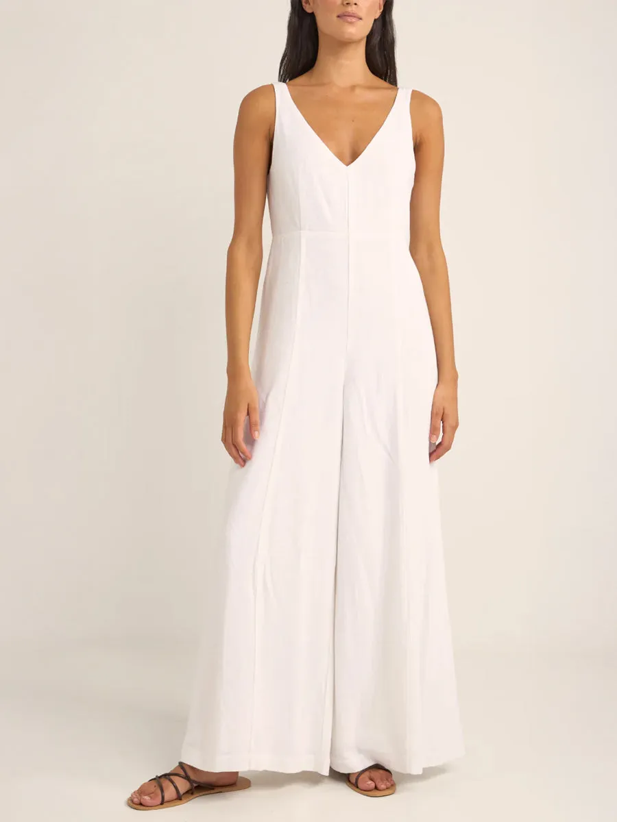 All Occasion Breathable Wearable KIKI WIDE LEG JUMPSUIT - WHITE