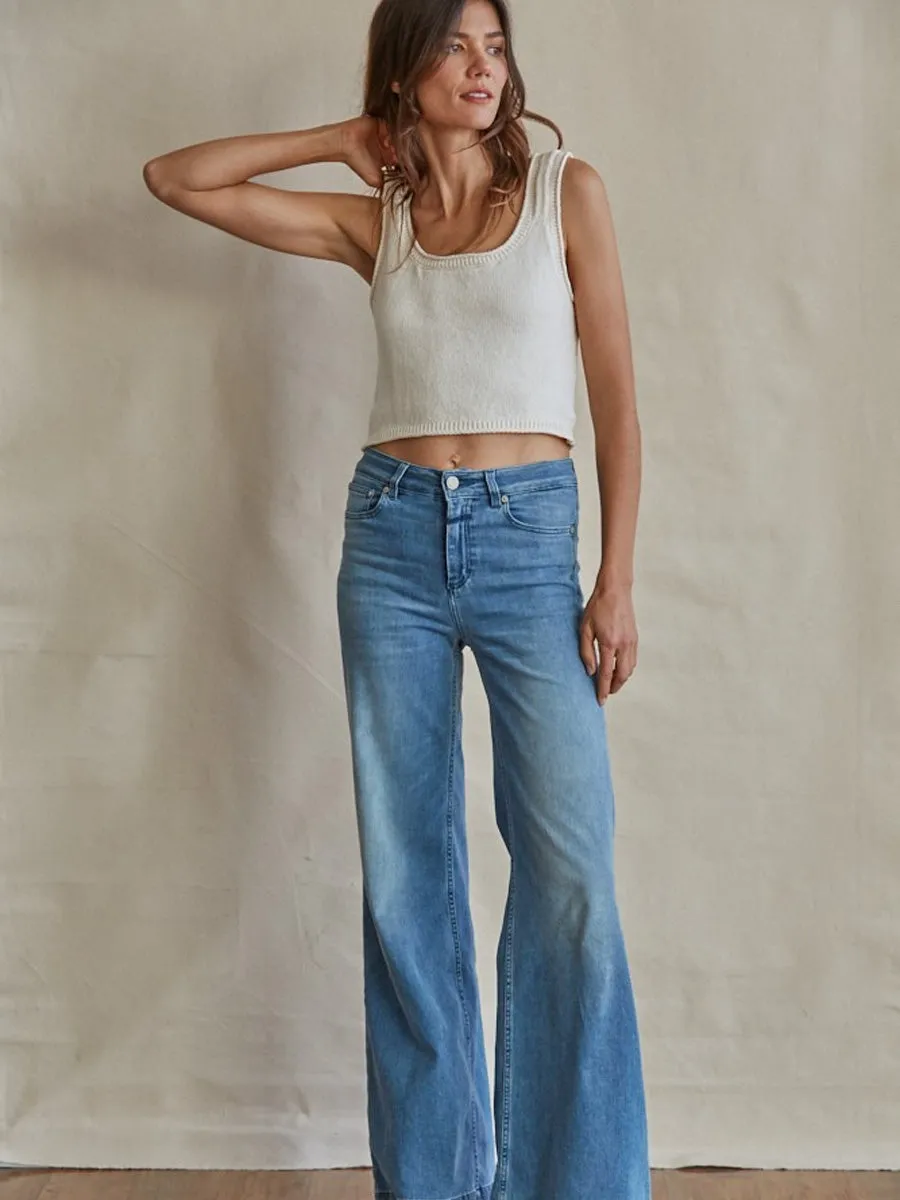 KNIT COTTON SWEATER TANK - IVORY OdorResistantFinish