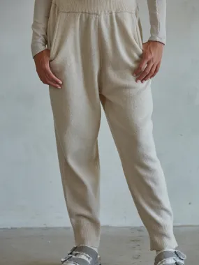 Office Wear KNIT JOGGERS - LIGHT BEIGE