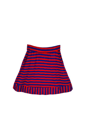 Multipurpose Design Recycled Polyester Everyday MINI Skirt  - Red & Blue Stripe