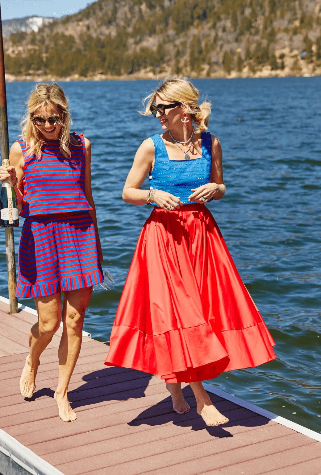 Everyday MINI Skirt  - Red & Blue Stripe Clean Fit Casual Comfort Fit