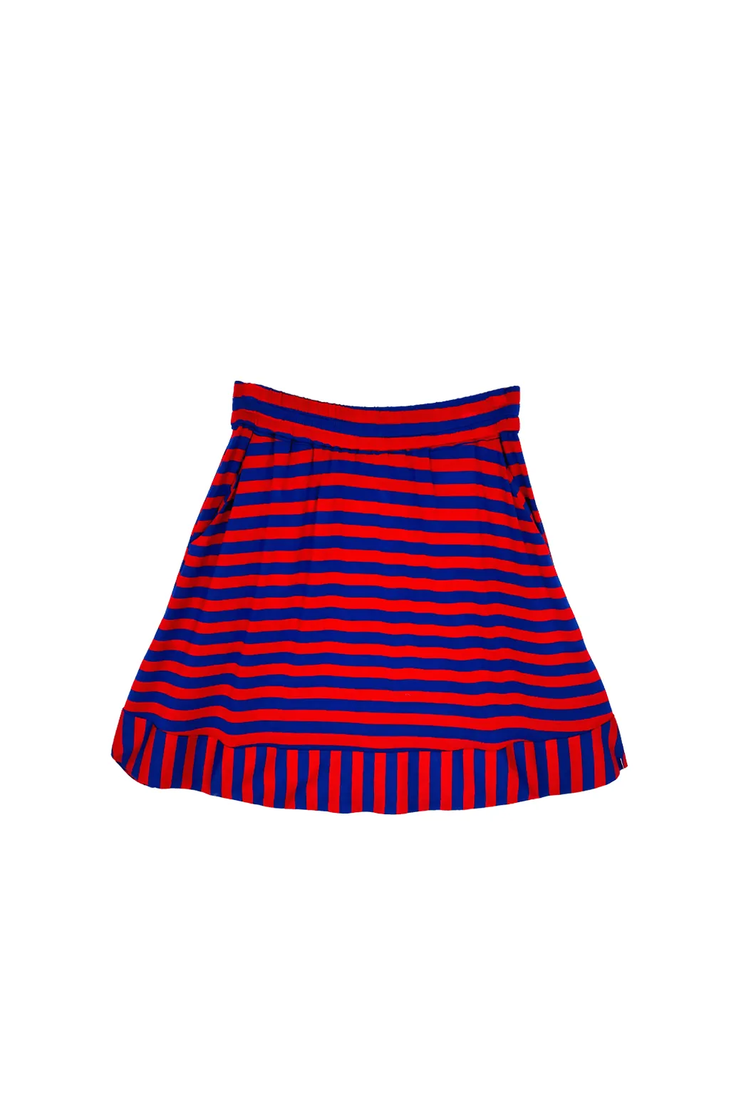 Multipurpose Design Recycled Polyester Everyday MINI Skirt  - Red & Blue Stripe