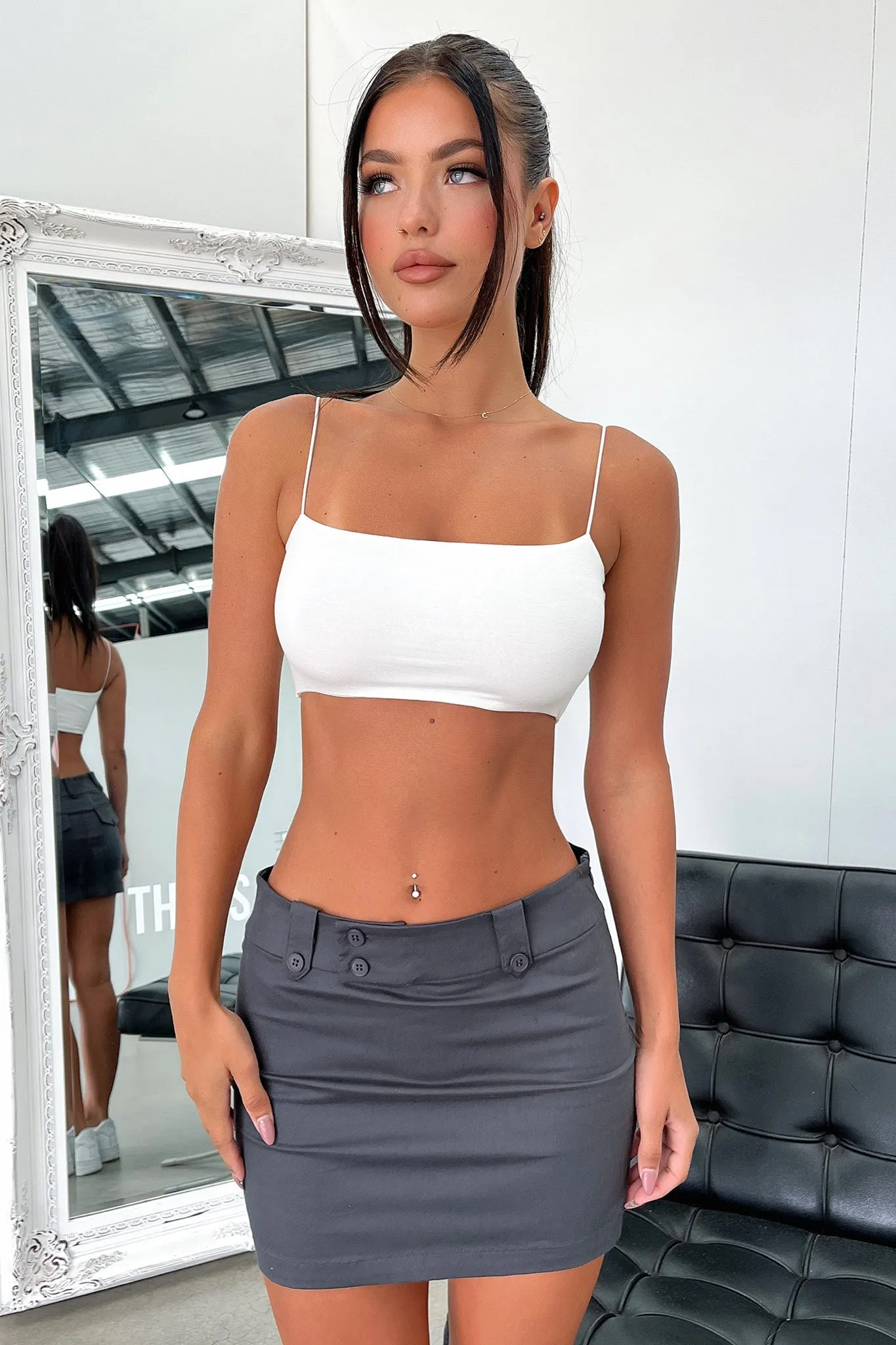 Kylan Mini Skirt - Grey Teen Fashion