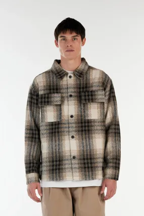 Malone Overshirt Black Grey Plaid LightweightLayeredFabric
