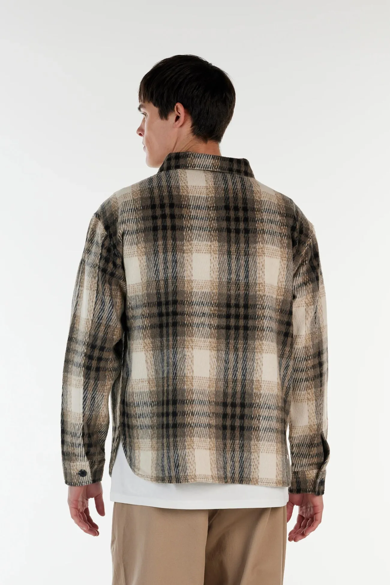 Moisture Management DurableZipper Malone Overshirt Black Grey Plaid
