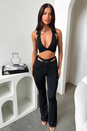Core Essential Fashionable Design Thia Flare Pants - Black