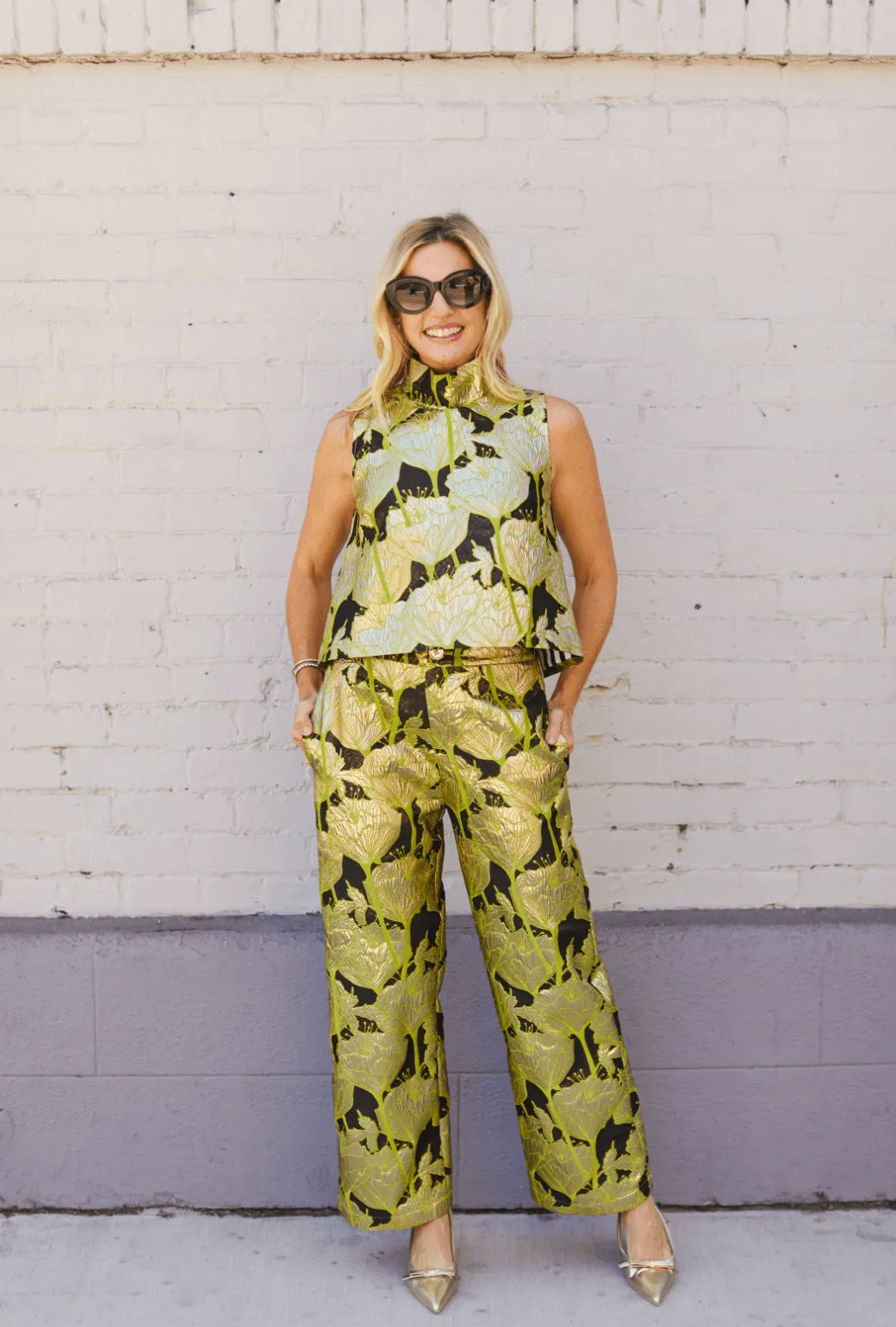 Le Culottes Full Length - Chartreuse and Black Brocade Breathable Layer Fit