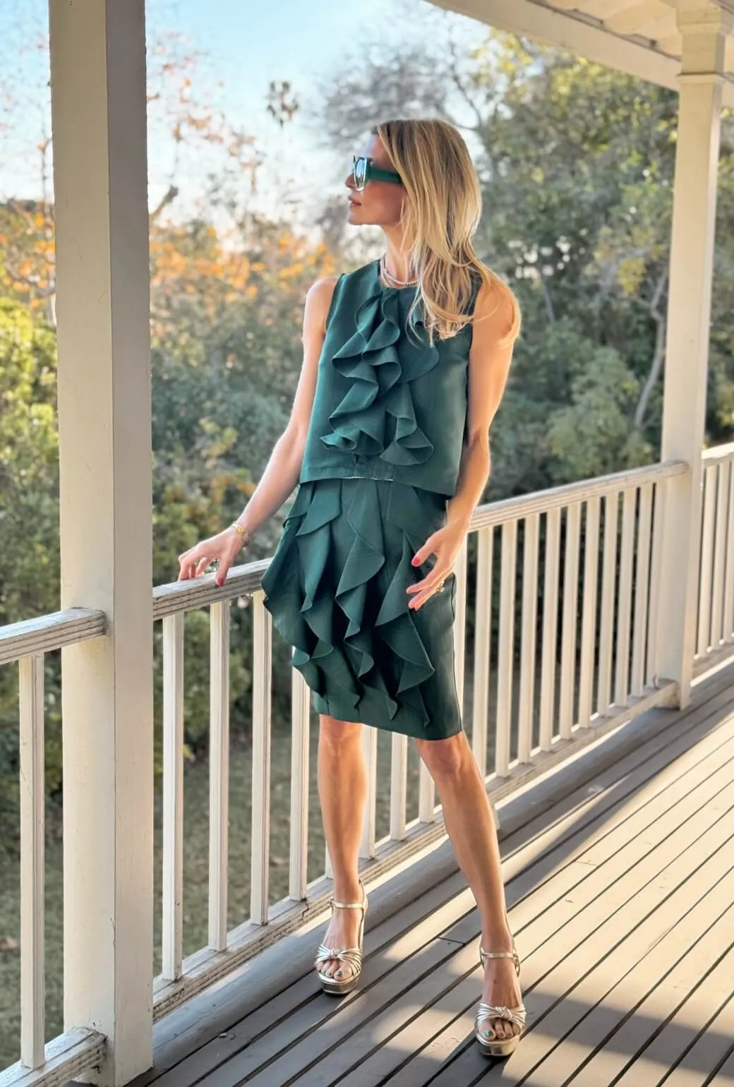 Le Ruffled Pencil Skirt - Jade Moir?? Layer Fit Comfy Movement