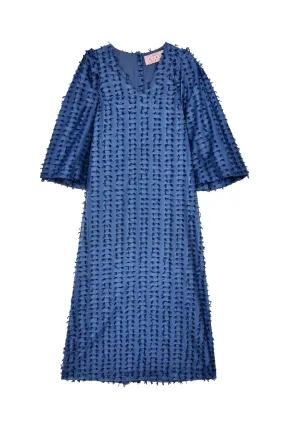 Relaxed-fit gown Silk Shine Le V Kaftan  - Navy Bows