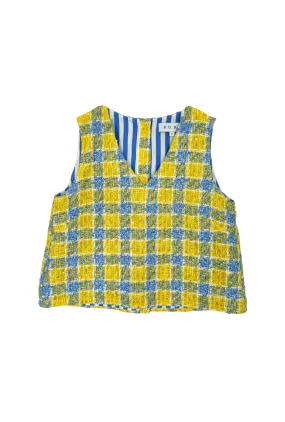 Chic Tee Le V Mod Top - Plaid Twinkle Tweed
