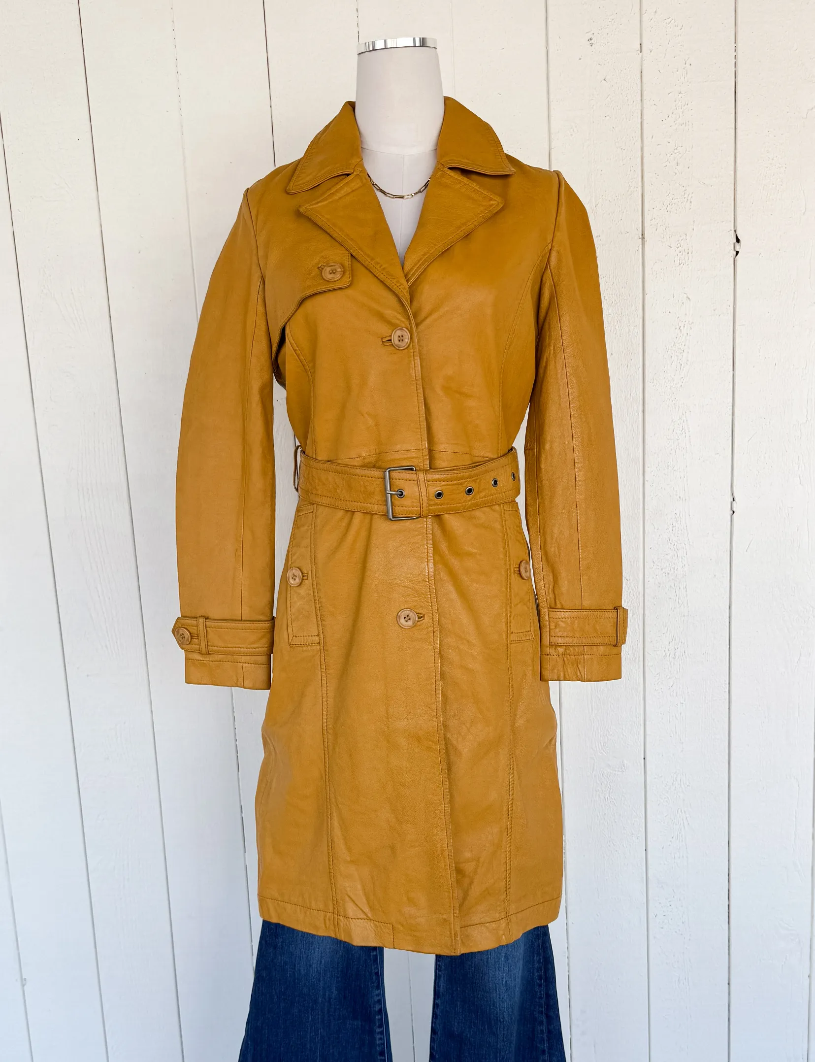 Leah CF Trench Coat, Dark Yellow Non Restrictive Movement Cut