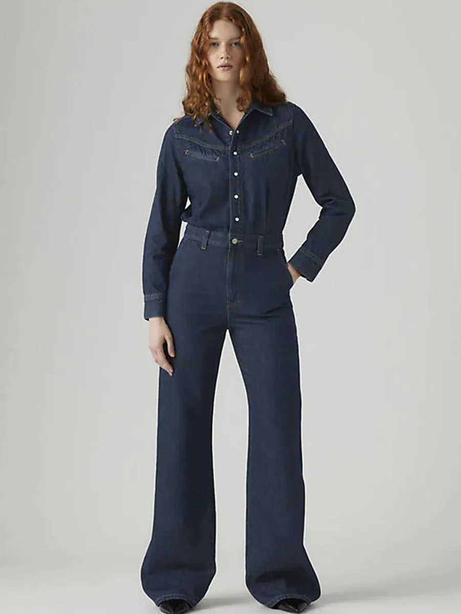 LEVI'S RINOA WIDE LEG JUMPSUIT - REIN OF THE RINSE Ripstop Texture Recycled Polyester