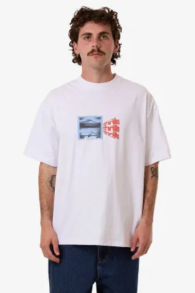 Dream Reality Box Fit Oversize Tee White Garment Washed Softness FlexibleRibbing