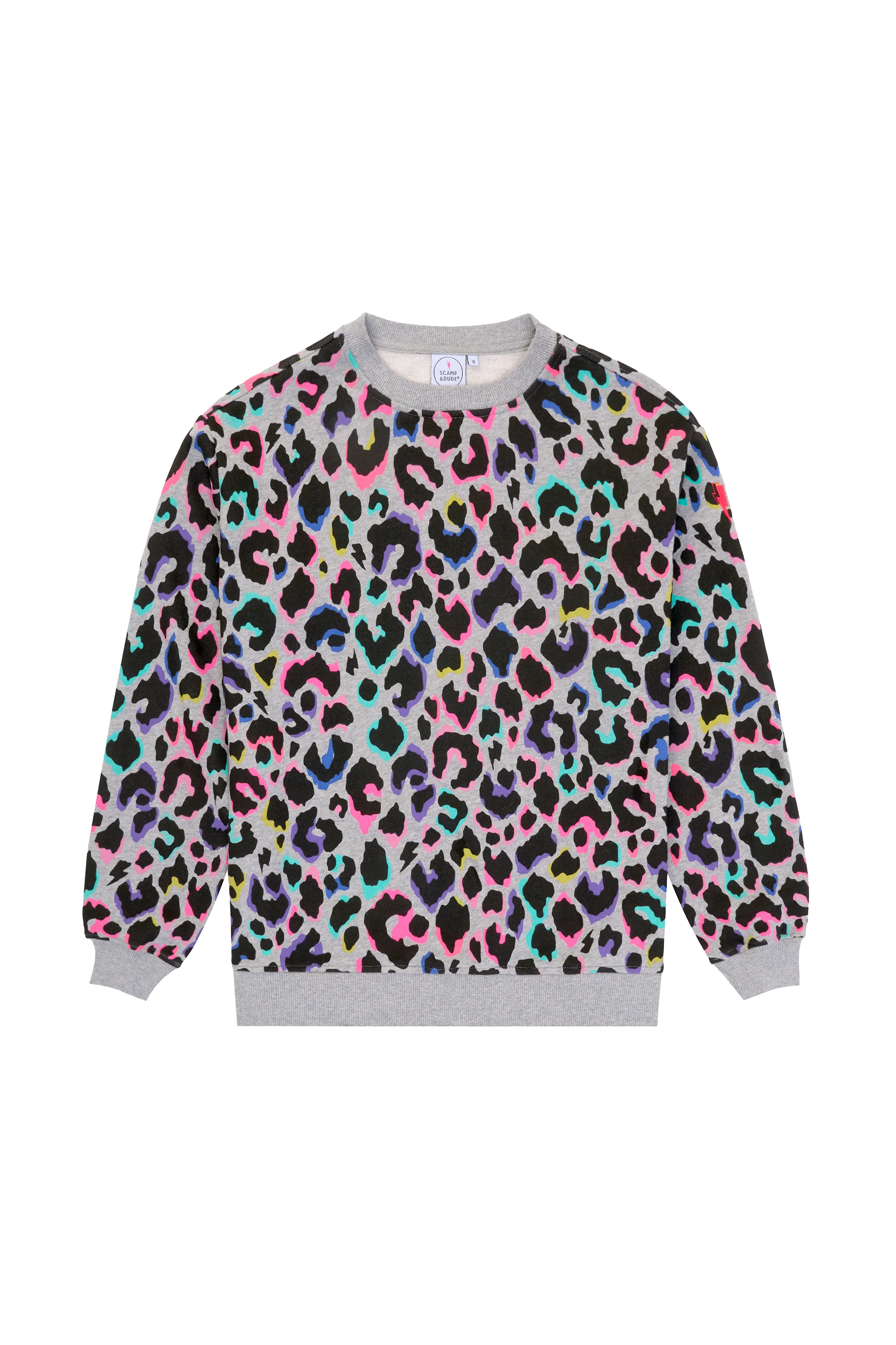 Light Grey with Rainbow Shadow Leopard Oversized Sweatshirt Weekend Layer product animal print wildness