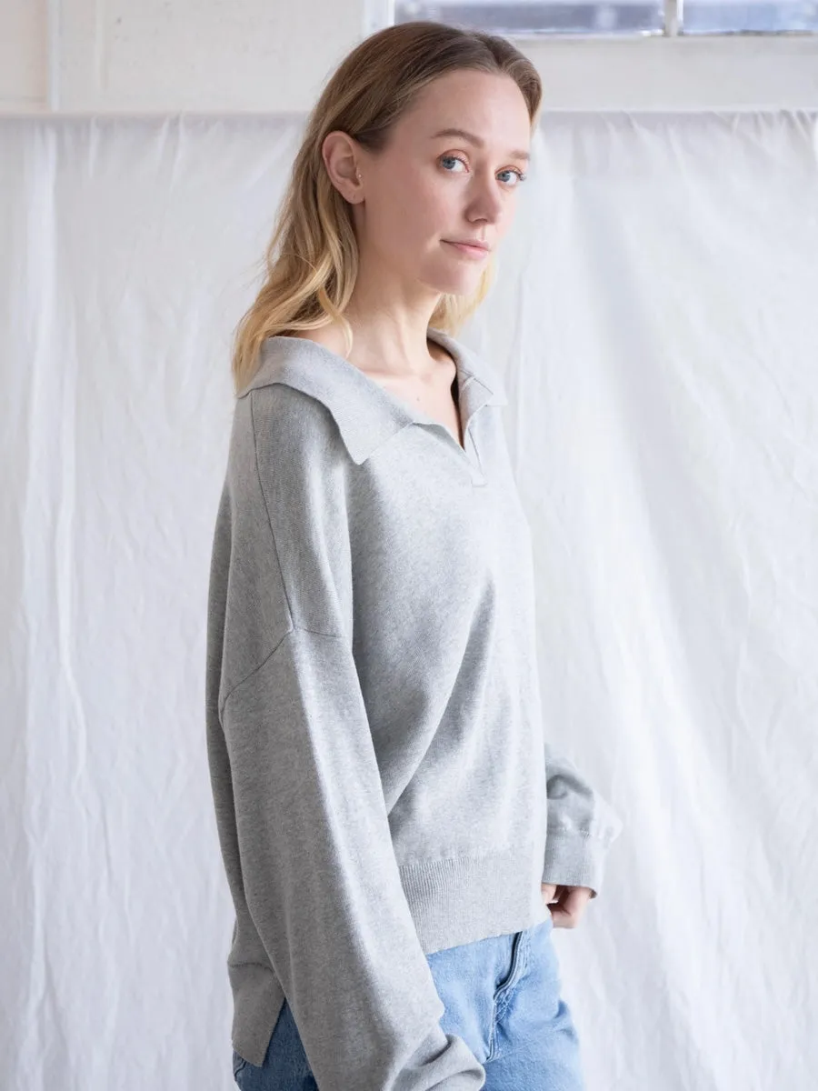 NADINE SWEATER - HEATHER GREY WrinkleResistantTextile Structured Shoulder