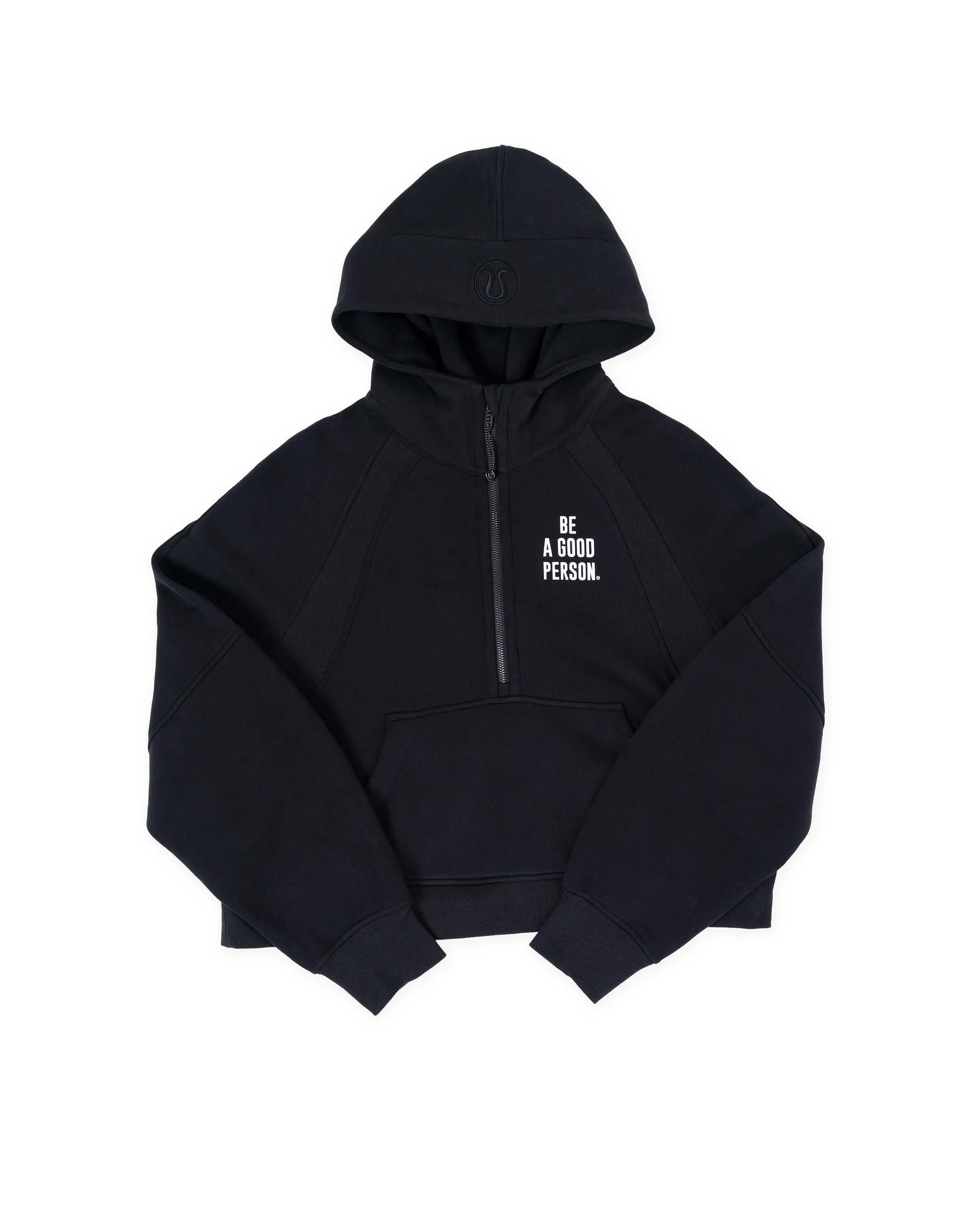 Scuba Oversized Half-Zip Hoodie - Black - lululemon // BE A GOOD PERSON *Pre-Order* Stretchable Fit Garment Washed Finish