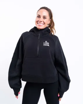 Scuba Oversized Half-Zip Hoodie - Black - lululemon // BE A GOOD PERSON *Pre-Order* Customizable Option