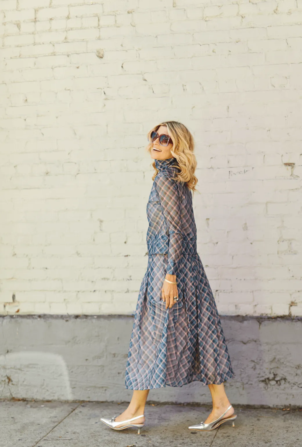 Smocked Waist MIDI Skirt - Sheer Plaid HypoallergenicMaterial