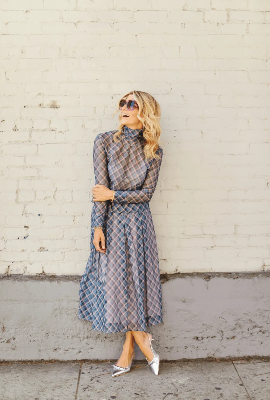 Casual Wear Practical Wear Smocked Waist MIDI Skirt - Sheer Plaid
