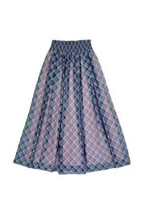 WaterproofTechnology Recycled fibers Smocked Waist MIDI Skirt - Sheer Plaid