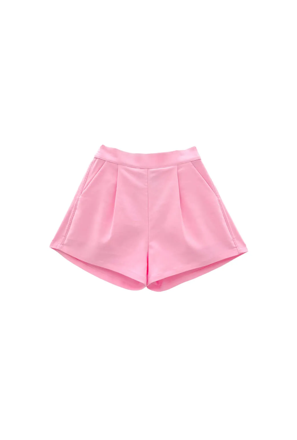 Luxe Look Embroidered Detail Flat Front Everyday Shorts - Pink