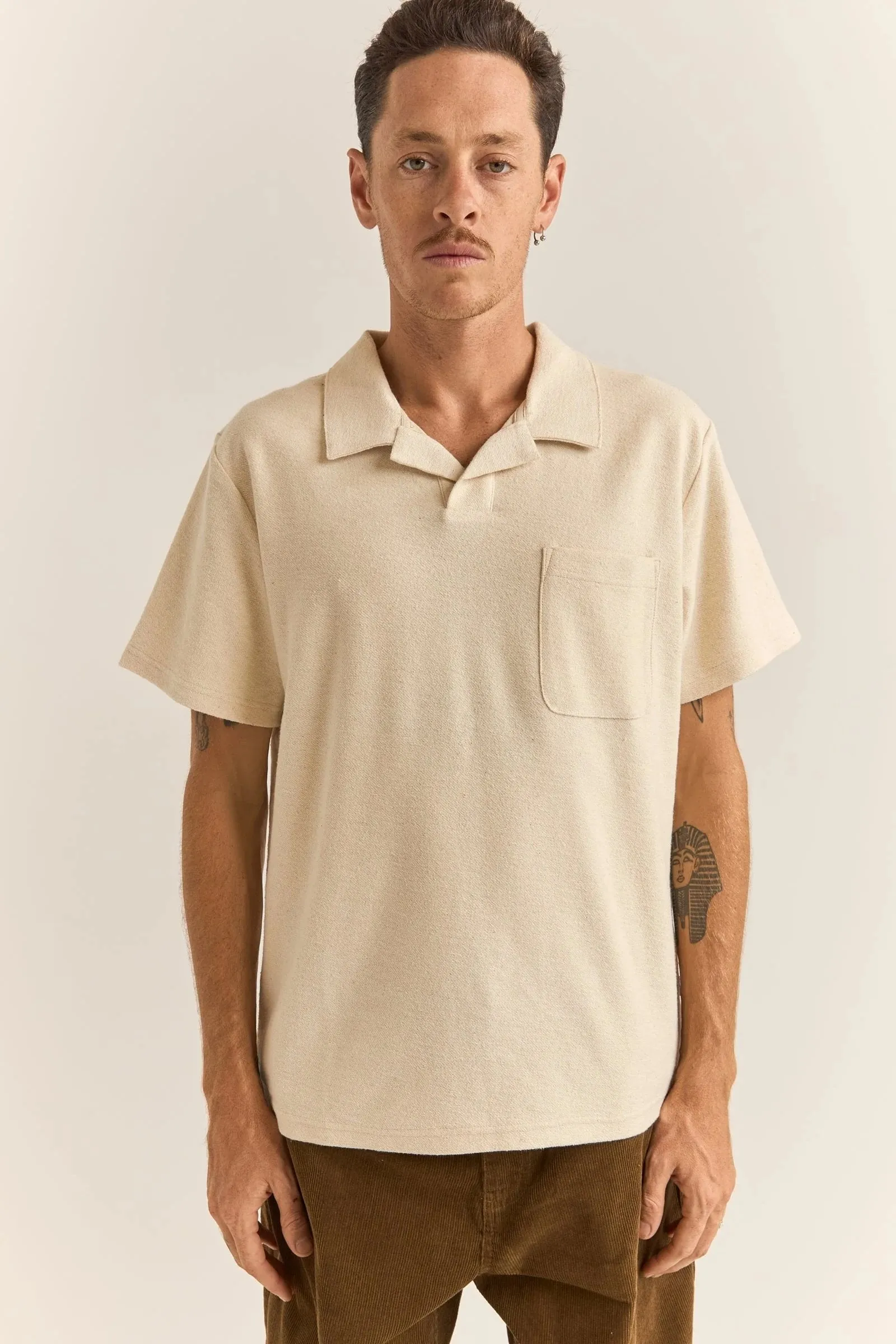 Vintage Terry Polo Natural Yarn Dye Stripe